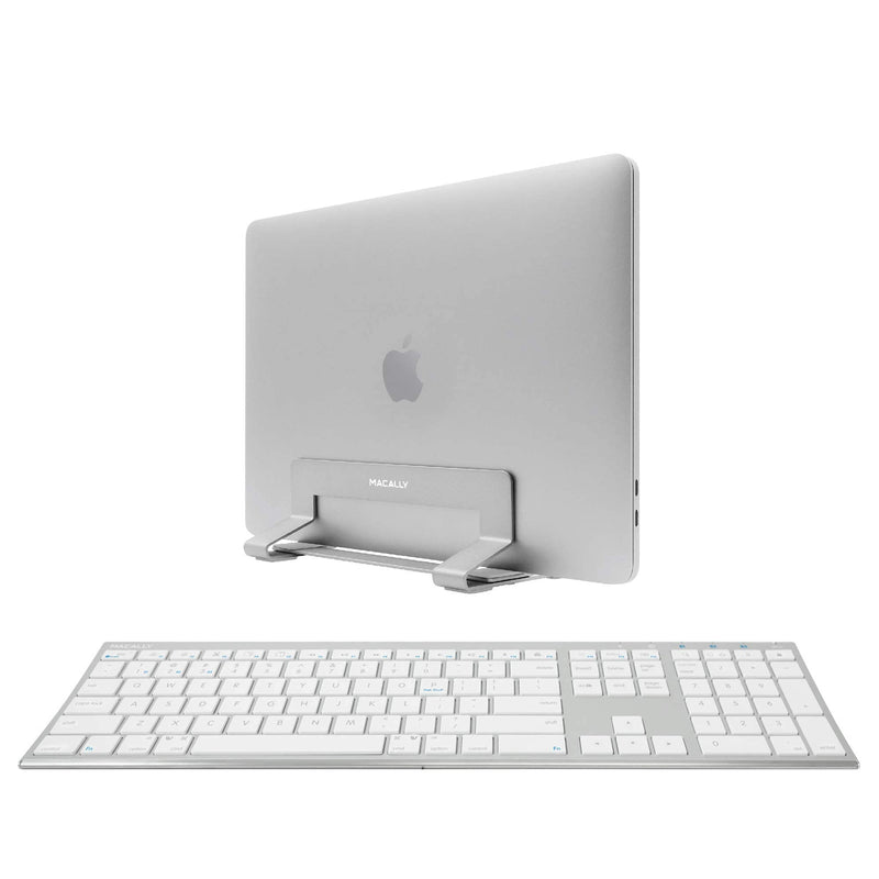 Macally Wireless Bluetooth Keyboard and a Vertical Laptop Stand, Create a Professional Workspace