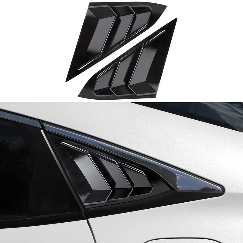 Rear Side Window Louvers Compatible for Honda Civic Sedan Accessories 2021 2020 2019 2018 2017 2016 Sport Style Air Vent Scoop Cover (Gloosy Black) Glossy Black