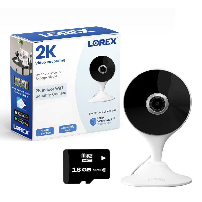 Lorex 2K Indoor WiFi Security Camera | Magnet Base Flexible Placement | Pet Cam, Baby Cam | IR Night Vision | Person Detection | 2 Way Talk | 16GB MicroSD Included | No Monthly Fee