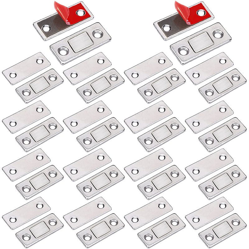 Cabinet Sliding Door Magnets Jiayi 18 Pack Ultra Thin Magnetic Door Catch Stainless Steel Drawer Magnet Catch for Kitchen Door Closure Cabinet Closer Cupboard Closet Door Magnetic Latches Hardware Silver
