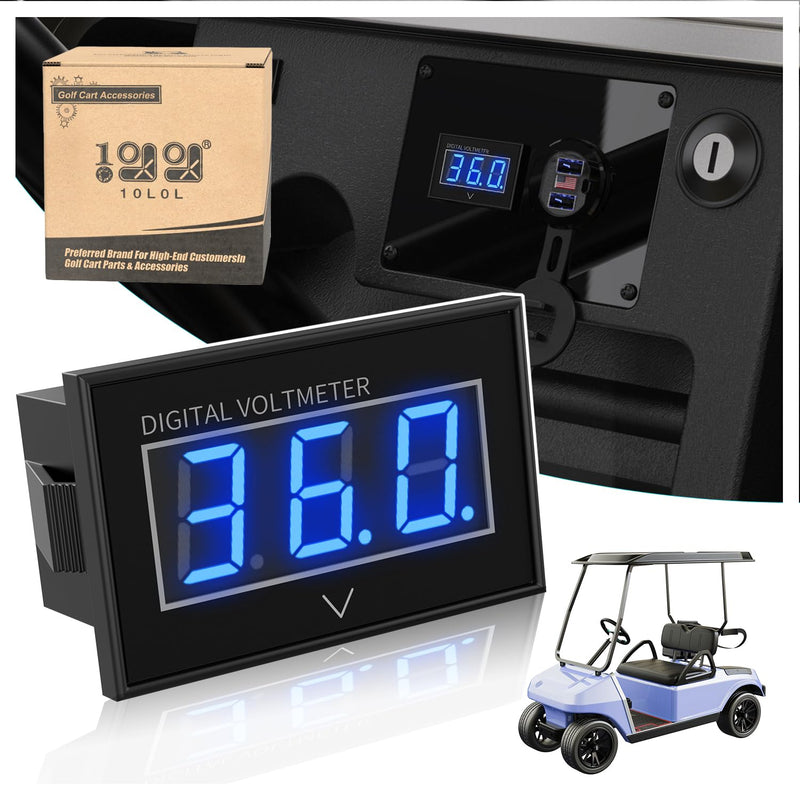 10L0L 36V 48V Golf Cart Battery Meter, Waterproof Voltage Meter with LED Digital Volt Gauge DC15-120V Fits for Yamaha, Club Car, EZGO Golf Cart, Boats