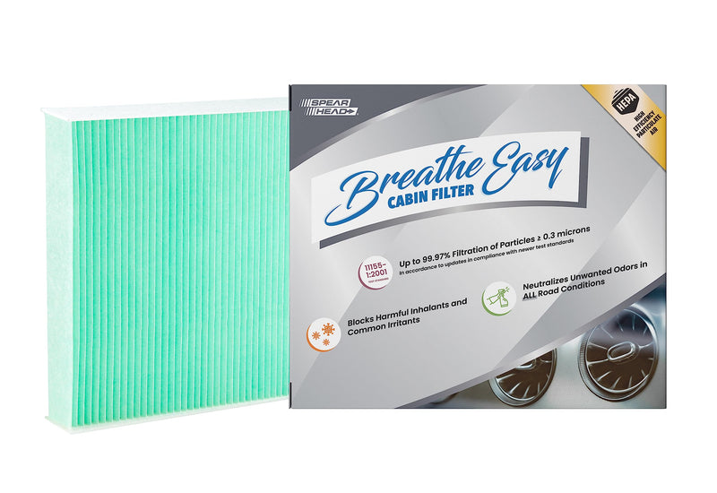 Spearhead HEPA Breathe Easy Cabin Filter, Up to 99.97% Filtration of 0.3 Micron Particles w/No Airflow Reduction (BE-157H) BE-157H 1-Pack