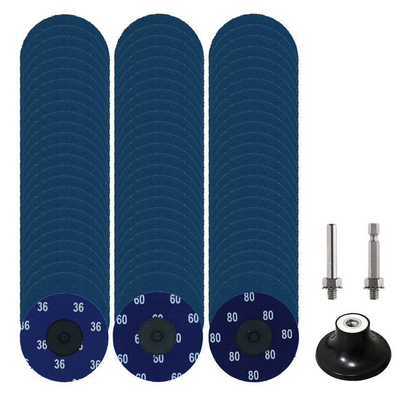 75Pcs 3 inch Quick Change Disc Set, Zirconia Roll Lock Sanding Disc with 1/4" Holder Compatible with Die Grinder Surface Prep Strip Polish Finish Burr Rust Paint Removal 3" Zirconia Sanding Disc