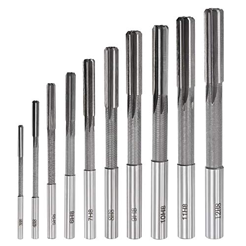 uxcell Chucking Reamer Set Lathe Machine Reamer Straight Flute Milling Cutter High Speed Steel H8 Tolerance (3mm 4mm 5mm 6mm 7mm 8mm 9mm 10mm 11mm 12mm) 10pcs