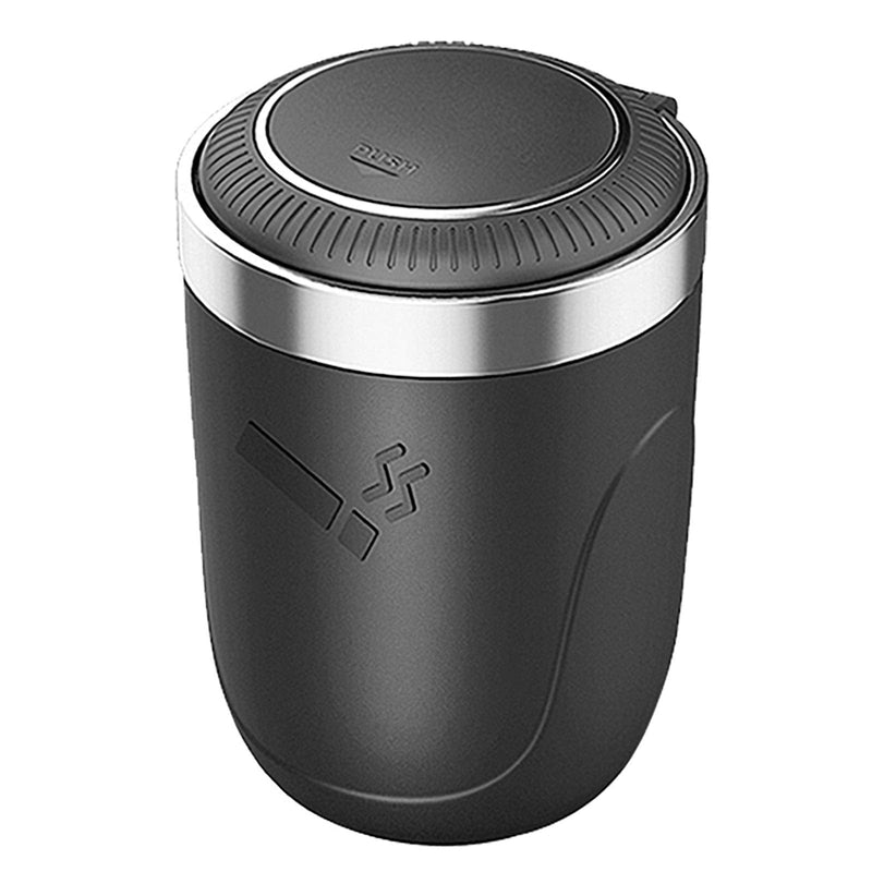 ZAIZAI,Car Ashtray with Lid Smell Proof, Car Cigarette Ashtray with Lid and Light ,Stainless Metal Material, Easy To Clean, 1pcs Black Ashtray + 1pcs Cleaning Brush
