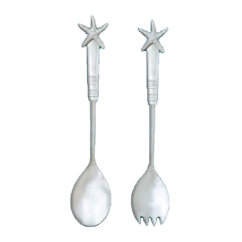 Basic Spirit Salad Servers with Spoon and Fork Set - Starfish - Stainless Steel Cooking Utensils for Kitchen, Home Decorative Gift