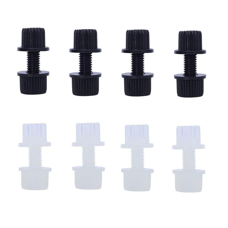 Nylon License Plate Screws, Bolts and Nuts for Frame, Plastic Fasteners Kit for Motorcycle Bike, Holder Bolt (Black and White) 8 pairs of nylon license plate cover screws
