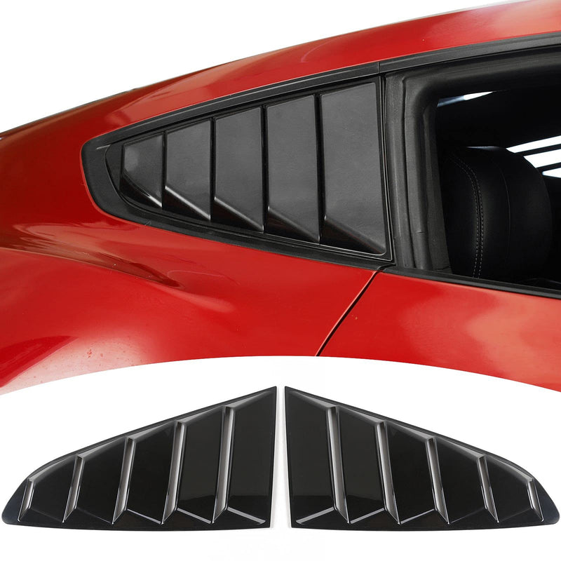 RT-TCZ Rear Quarter Side Window Scoop Louvers Sun Shade Cover Wind Vent Air Deflector Decoration Exterior Accessories for Ford Mustang 2015-2022,2PCS (Black) Black