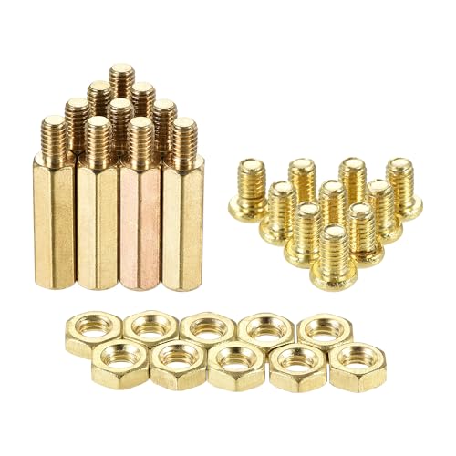 uxcell M4 Hex Brass Standoff Spacer 20mm+6mm Male-Female Threaded Pillar Screw Nut Kit for PCB Motherboard Computer Circuit Board, 20 Sets