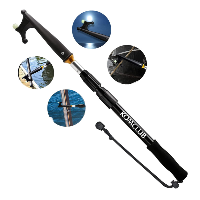 KOMCLUB Telescoping Boat Hooks for Docking Aluminum Push Poles Lightweight Floating Luminous Bead Design Non-Slip Rubber Handle Durable Boating Accessories Multi-Color Rust-Resistant Boat Gaff 3.93FT