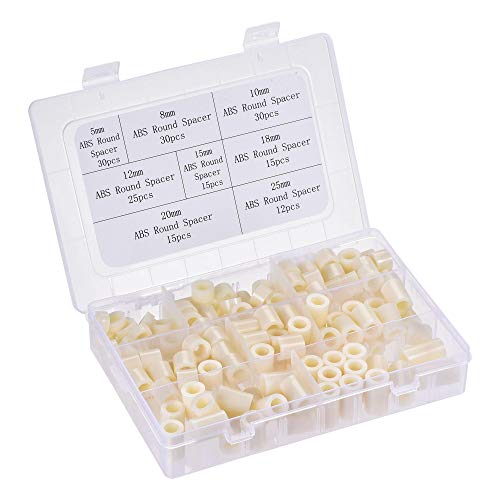 uxcell 8 Sizes 172pcs ABS Round Spacer Assortment Kit ID 8.2mm OD 14mm