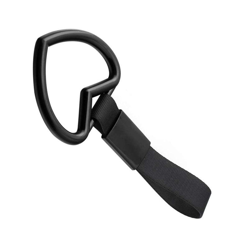 1 PC Heart JDM Tsurikawa Hang Ring Subway Train Bus Handle Hand Strap Drift for Car (Heart: Black) Heart: Black