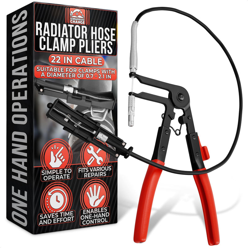 Radiator Hose Clamp Pliers Automotive – Corrosion-Resistant Hose Clamp Tool with Non-Slip Polymer Coating, Tension & Ratchet Locking Mechanisms – Easy to Use, Time-Saving for Car Repairs Wire Hose Clamp Pliers