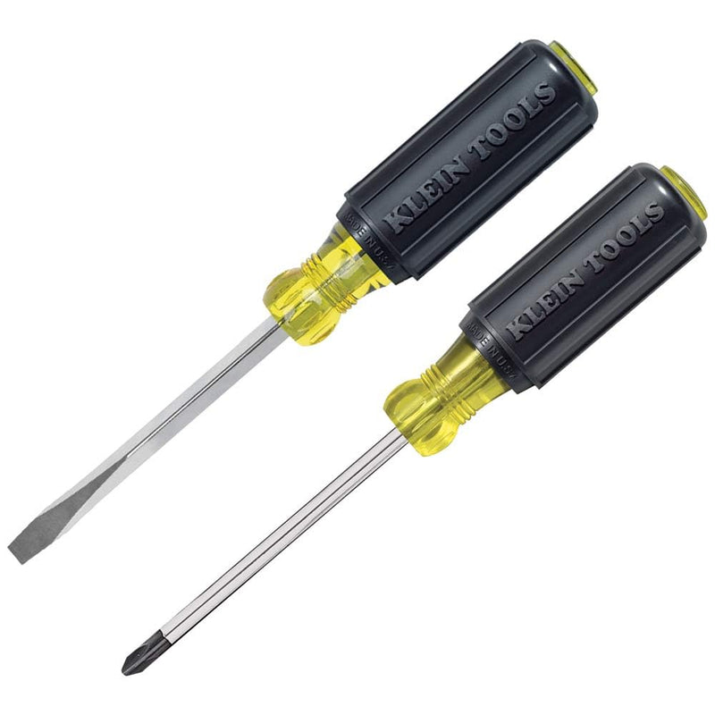 Klein Tools 85442 Klein Tools 85442 Screwdriver 2-Piece Set, Made in USA, 1/4 Keystone and #2 Phillips, Cushion Grip, Round and Square Shank, Heat Treated, Home Improvement