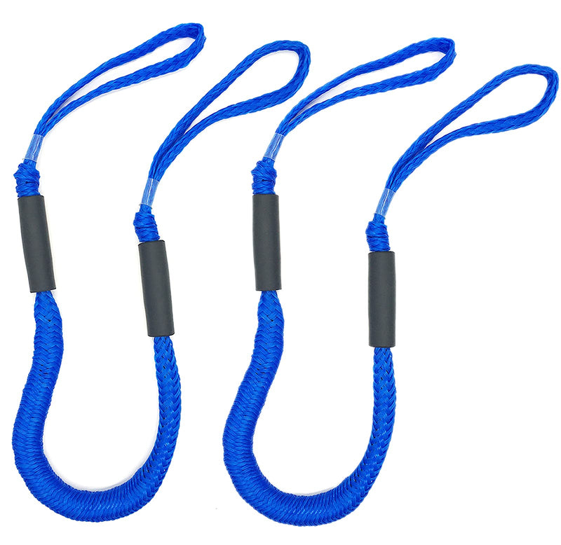Bungee Dock Lines Boat Dock Line Stretchable Mooring Rope Dock Ties Bungee Cords for Boat Blue 2 Pack 4 Feet Royal Blue