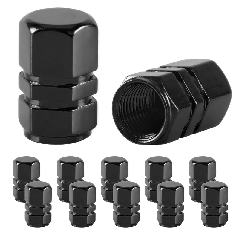 JUSTTOP Car Tire Valve Stem Caps, 12pcs Air Caps Cover, Universal for Cars, SUVs, Bike, Trucks and Motorcycles-Black Black