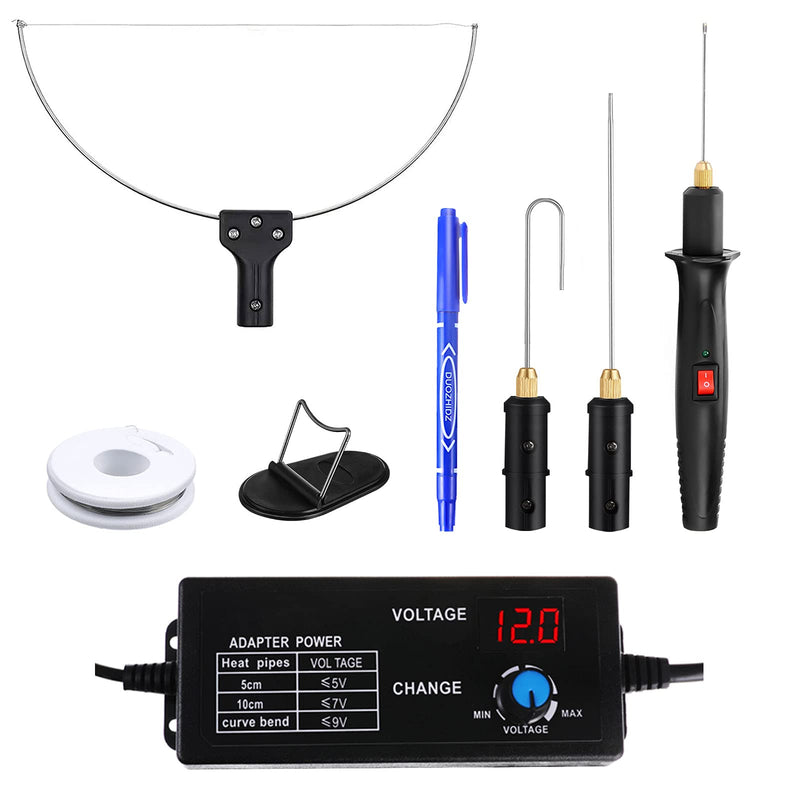 4 in 1 Foam Cutter Set with Digital Voltage Controller, GOCHANGE Electric Cutting Machine Pen Tools Kit, 100-240V /18W Styrofoam Cutting Pen with Electronic Voltage Transformer Adaptor FMC-05