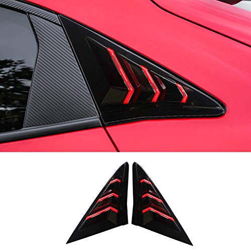 Rifoda for Civic Window Louvers Air Vent Scoop Shades Cover Blinds for Honda Civic 10th Gen Hatchback and Type R 2016 2017 2018 2019 2020 2021 ABS Material(Bright Black Red) Bright Black Red