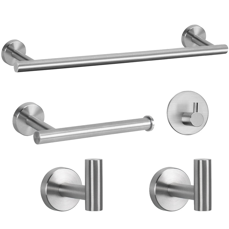 NearMoon Bathroom Hardware Set SUS 304 Thicken Stainless Steel-Towel Bar Set Include 16" Towel Rod, Toilet Paper Holder, Multifunctional Hooks Bathroom Accessories (Brushed Nickel, 5 Pcs) Brushed Nickel
