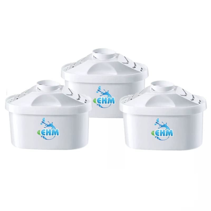EHM 3 Pack PureFlow Purifying Water Pitcher Replacement Cartridge – Healthy Drinking Water, 6-Stage Filtration & Hydration System, Cleaner Healthier