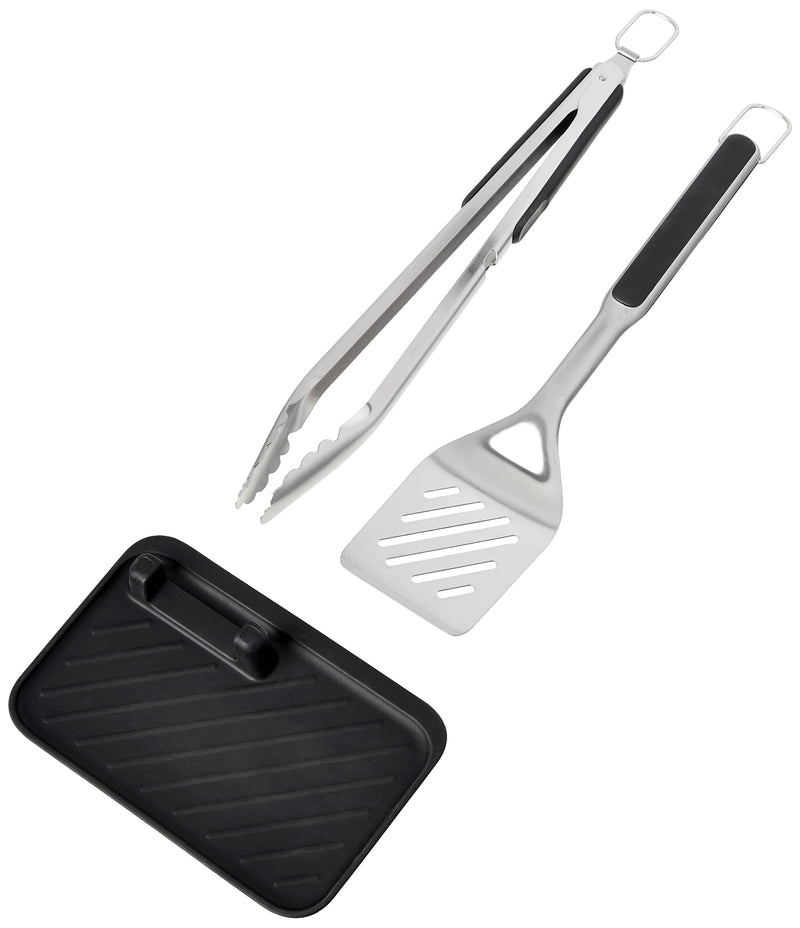 OXO Good Grips Grilling Tools, 3pc Set-Tongs, Turner Rest, Black 3pc Set - Tongs, Turner and Tool Rest