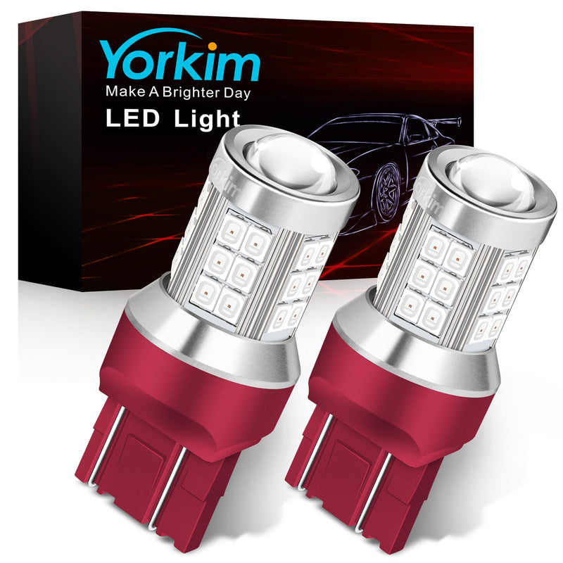 Yorkim 7443 led bulb red, 7440 bulb red 7444na led with Projector Replacement Lamp for Stop Lights Brake、Tail Light, pack of 2 Red pack of 2