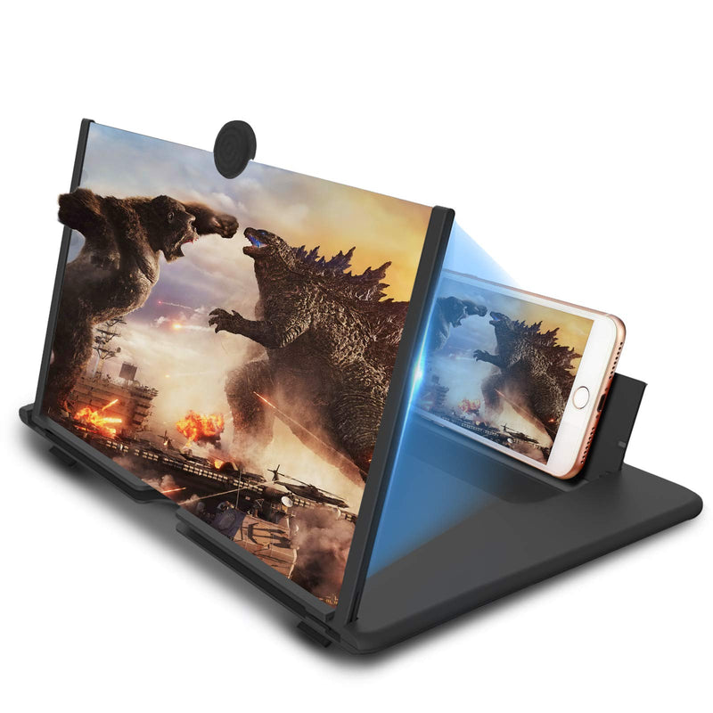 16 inch Screen Magnifier for Cell Phone 3D Magnifier Screen Enlarger for Movies,Videos,Reading,Gaming-Screen Amplifie with Foldable Phone Stand Holder. Compatible with All Smartphones -Black Black