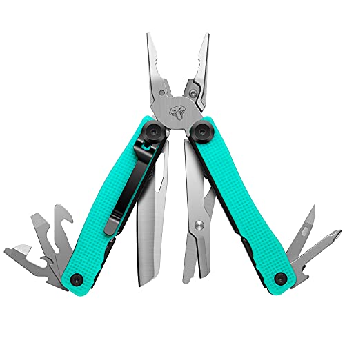 SIUPRO Multitool Pocket Knife for Men Women, Tactical Multi-Tool Pliers, Scissors with Clip, Nylon Sheath, All Safety Locking, Multipurpose Camping Survival Gear, Gifts Ideas Teal Black
