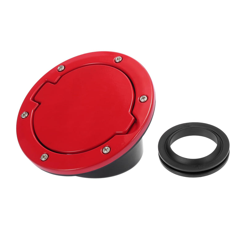 X AUTOHAUX Red Car Gas Fuel Filler Door Cover Fuel Tank Cap for Jeep Wrangler JK Unlimited 2007-2018