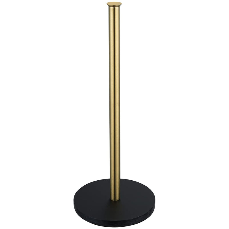 JQK Toilet Paper Storage Stand Gold, 304 Stainless Steel Thicken 0.8mm Tissue Reserve Holder Dispenser for Bathroom, Brushed Gold, TPS180-BG 15.35 Inch Gold & Black Base