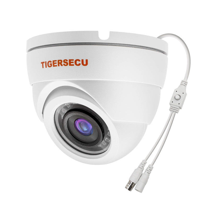 TIGERSECU 1080P Metal Wide Angle Dome Security Camera for DVR, Weatheproof for Indoor/Outdoor Use, Hybrid 4-in-1 OSD Switch for TVI/CVI/AHD/CVBS DVRs (Power Supply and Coaxial Cable Sold Separately) 1