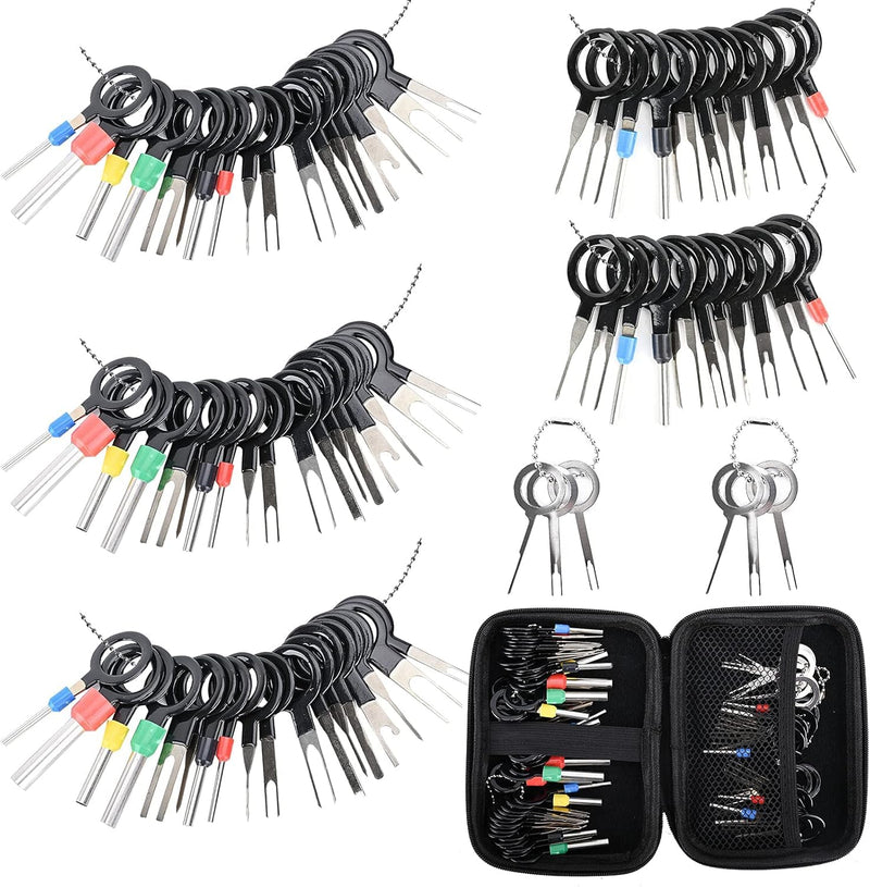 Terminal Pin Removal Tool Kit 82 Pcs Depinning Electrical Connector Pin Extractor Tool Set Wire Terminal Release for Automotive Car Household Devices - Black 82 PCS (Black - Case Storage)