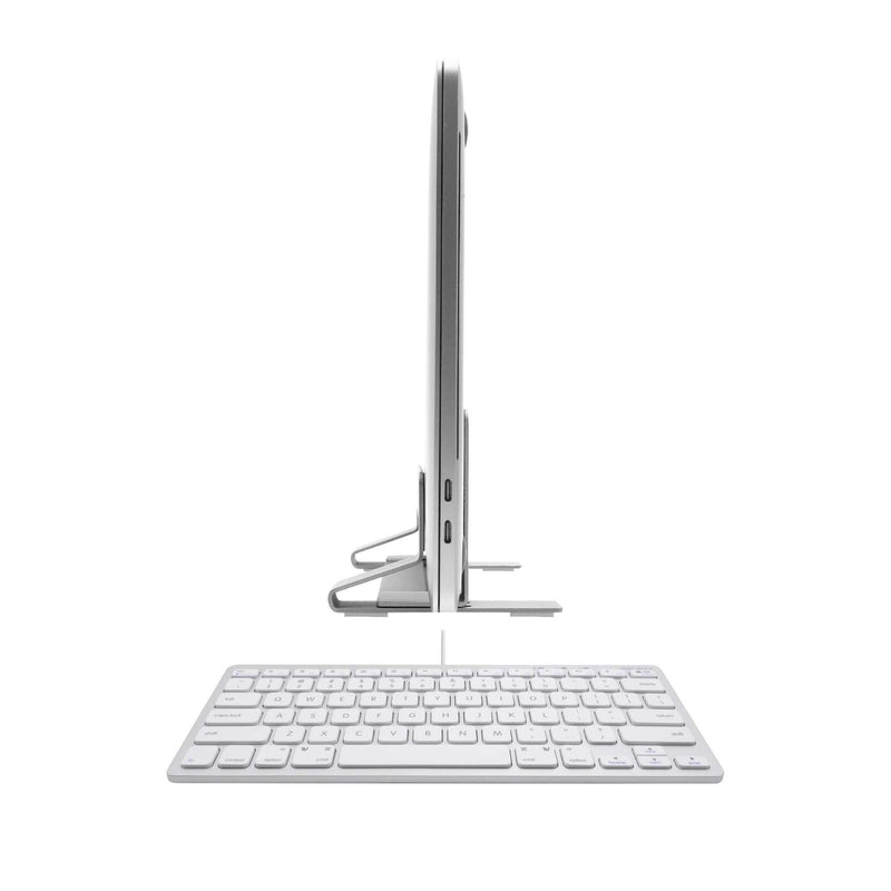 Macally Mini Wired Keyboard and an Adjustable Vertical Laptop Stand, Universal Design to Fit Any Laptop