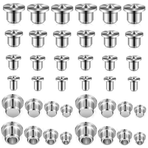 Honoson 32 Pieces Dowel Pins Center Point Set Solid Hollow Dowel Tenon Center Transfer Plugs Pointed Dowel and Tenon Center Kit for Woodworking Tool 1/4, 5/16, 3/8, 1/2 Inch (6/ 8/ 10/ 12 mm)