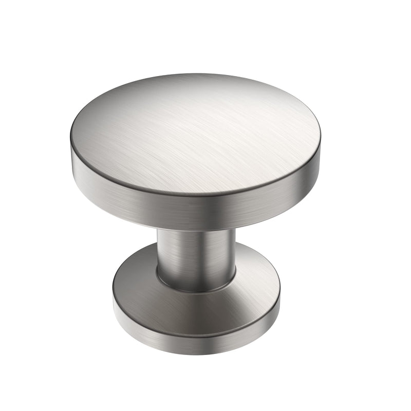 Alzassbg Brushed Satin Nickel Round Cabinet Knobs 10 Pack, AL6044SN | 1.1 Inch(30mm) Diameter, Single Hole Knob, Decorative Hardware Pulls, for Cabinets and Drawers