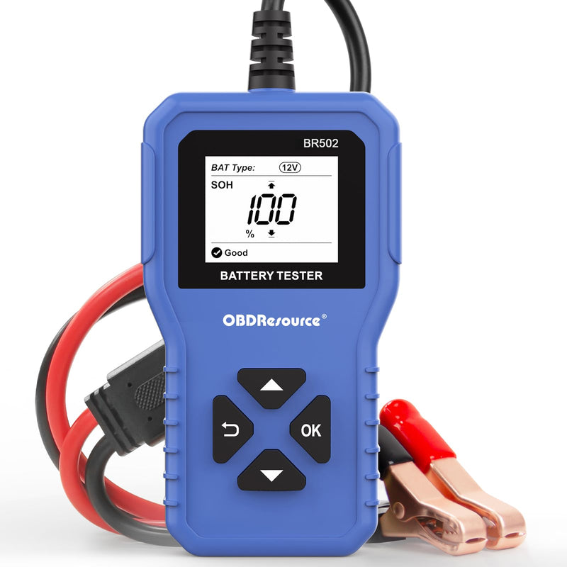 Car Battery Tester 6V 12V 24V Battery Voltage Tester, BR502 100-2000 CCA 2Ah-220Ah Internal Resistance Tester Automotive Accurate Digital Auto Battery Analyzer for Car Truck Marine Motorcycle SUV Boat Blue