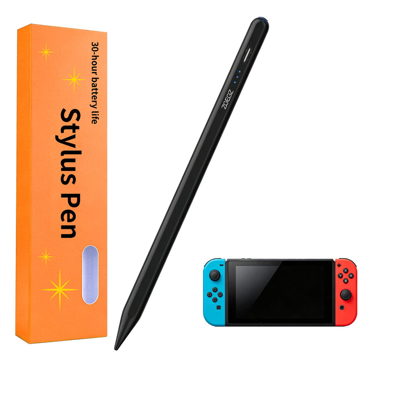 Stylus Pen Compatible with Nintendo Switch 1/2/OLED，30H Life Black | Accurate writing,,30-hour ultra long battery life，No Bluetooth needed，Button on/off，2 replacement pen tips