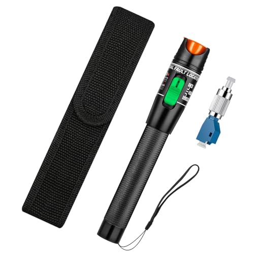 Moocci Visual Fault Locator Fiber Optic Tester - Fiber Optic Cable Tester Meter with FC to LC Adapter - Tools Tester Kit for LC/FC/SC/ST, Network Cable Test Green
