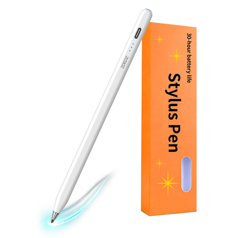 Stylus Pen for Samsung Galaxy Tab A11+A9+Android16/15，30H Life | 30-hour battery life，Accurate writing,ultra long battery life,No Bluetooth needed，Button on/off，Transparent Pen Tip White