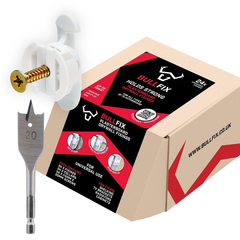 Bullfix Drywall Anchors and Screws Kit - 24 Pack, Holds 255lbs, Heavy Duty Drywall Anchors for Shallow Hollow Cavity with 13/16" Drill Bit, Dry Wall Screws, Heavy Duty Dry Wall Kit