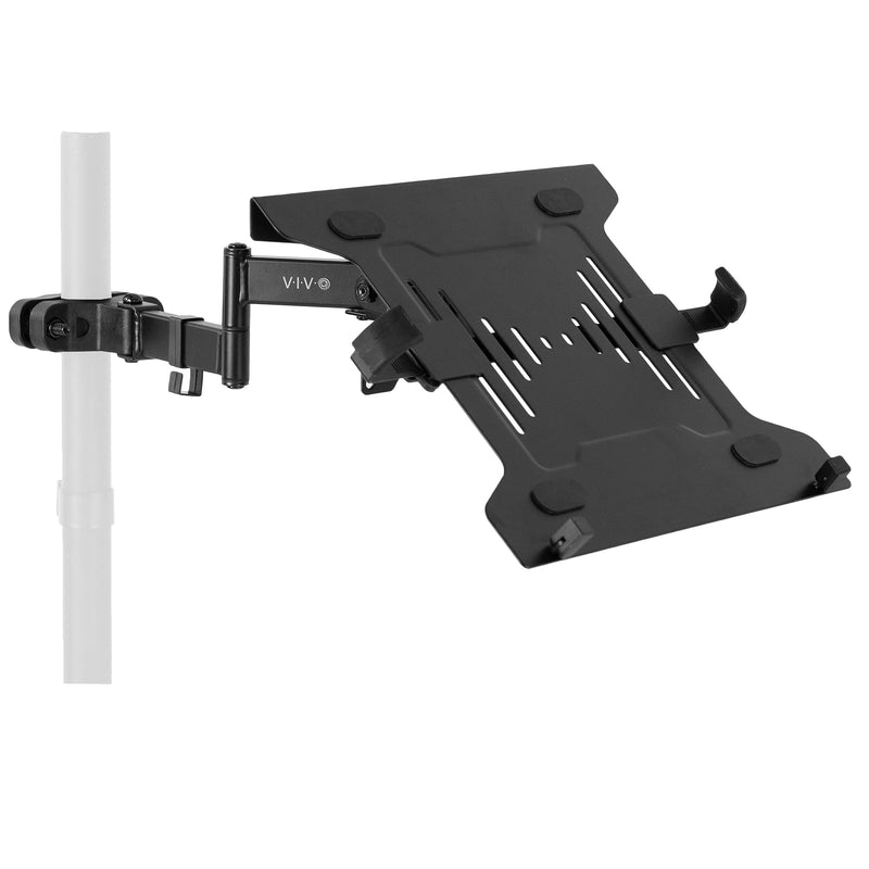 VIVO Steel Universal Full Motion Pole Mount Laptop Holder Arm with Removable 75mm and 100mm VESA Plate, Fits 10 to 15.6 inch Laptops, Black, MOUNT-PL1A-LAP3