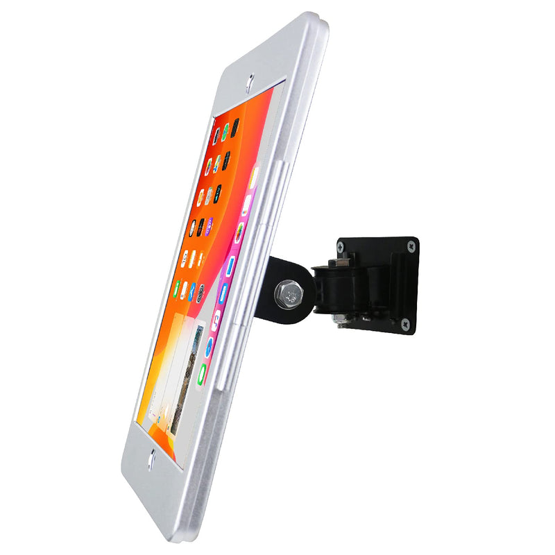 On Wall Mount Metal Bracket for iPad 10.2-Inch (9th,8th,7th Gen.),with Anti Theft Security Lock, Rotate Design,Multi Angle, Horizontal and Vertical Screen Swivel,(Silver) Silver