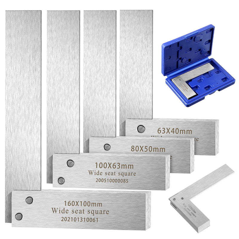 Machinist Square Set, 2", 3", 4" and 6" Squares Machinist Engineer Steel Benchmark Measure Tools High Precision 90 Degree Wide Base Tool L-Type Testing Measuring Tool 2", 3", 4" and 6"