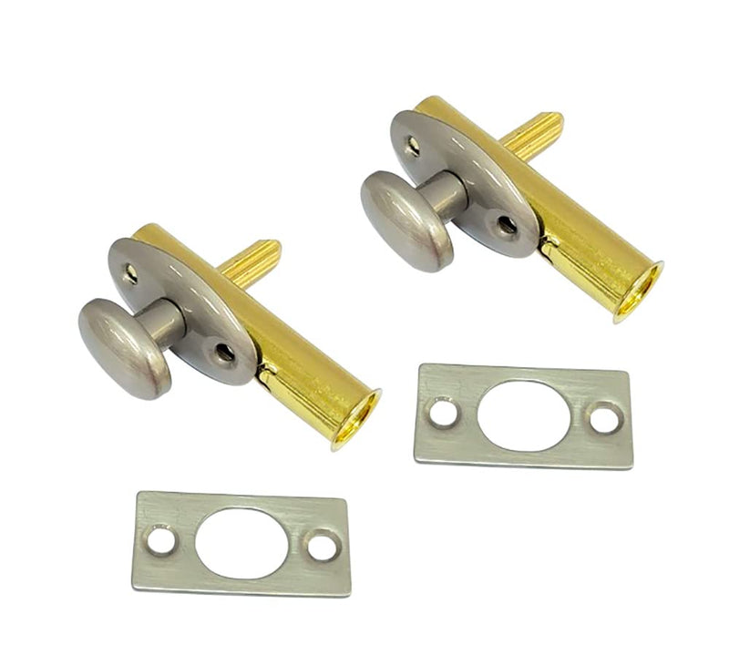 QCAA Solid Brass Mortise Door Bolt, Satin Nickel, 2 Pack, Made in Taiwan Satin Nickle