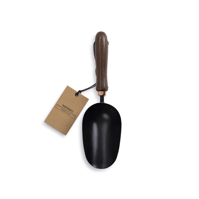 Barebones Garden Scoop - Garden Spoon - Stainless Steel Small Hand Shovel for Transplanting, Digging, and Planting - Great Home Gardening Hand Tools (Walnut/Black) Walnut/Black
