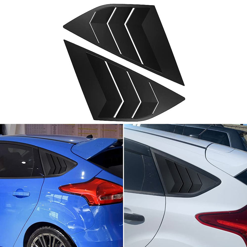 Rear Side Window Louvers Compatible for Ford Focus ST RS MK3 Hatchback Accesories 2012-2018 Air Vent Scoop Cover Louver (Matte Black) Matte Black