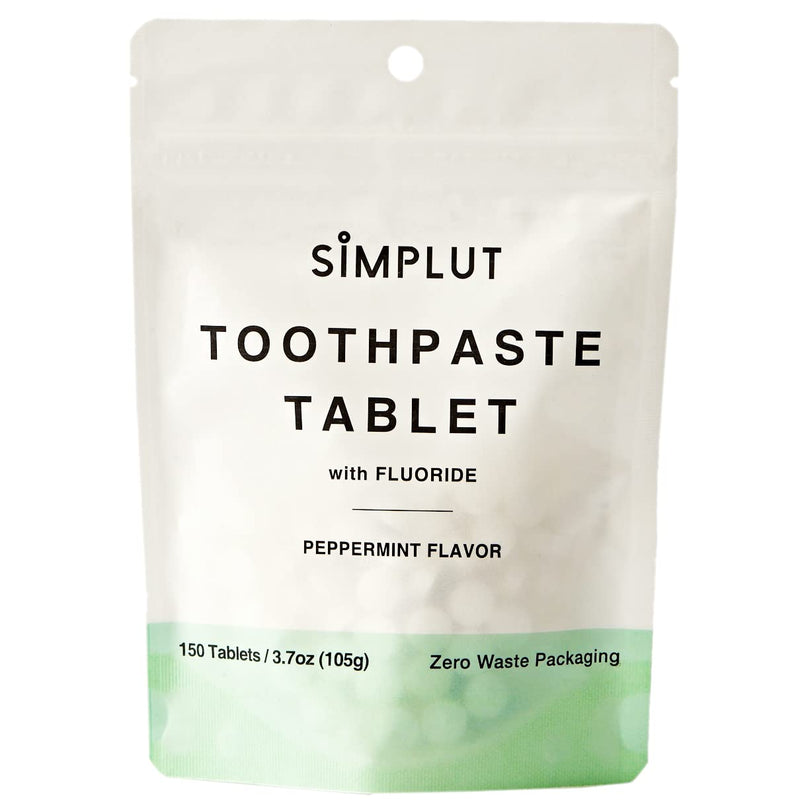 Chewable Toothpaste Tablets with Fluoride, 150 Pack - Travel Sized Oral Care, Eco Friendly Vegan Dental Tabs for Brushing - All Natural, SLS Free Ingredients for Adults - Peppermint Flavored 150 Count (Pack of 1)