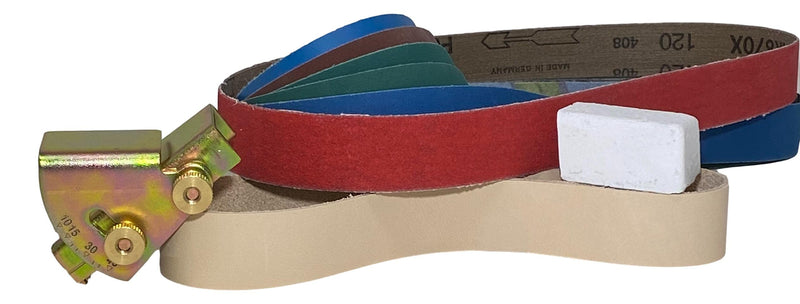 Leatherbeltman 1 x 30 Ultimate Pack: 6 Grit + 1 Leather Honing Belt + Compound + Angle Guide for Knife Sharpener