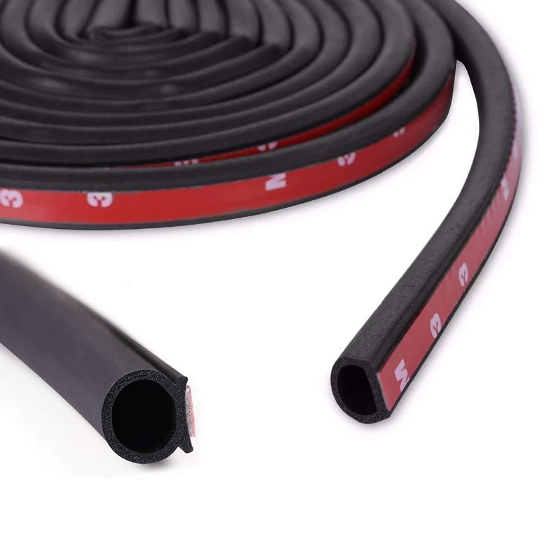 D-Shape Heavy Duty Weather Stripping 1/2"×7/16" Rubber Seal Weatherstrip Hollow with Bulb Door Gasket Strip(Self-Adhesive) for Automotive Truck RV Door Window Soundproof, 16FT 1/2” X 7/16” 16Feet