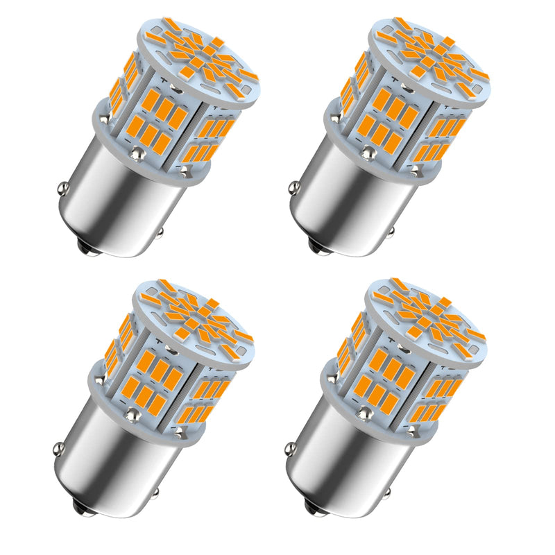 1156 Bulb Amber Yellow, 1141 1003 BA15S Led, 12V-24V 54-SMD 3014 Chips LED Bulbs for RV Camper Trailer Trunk Vehicle Interior Lights Tail Backup Reverse Lights Parking Lights 4pcs
